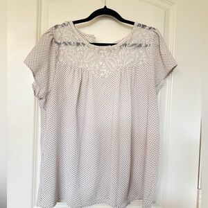 Women's White & Black Polka Dot Top